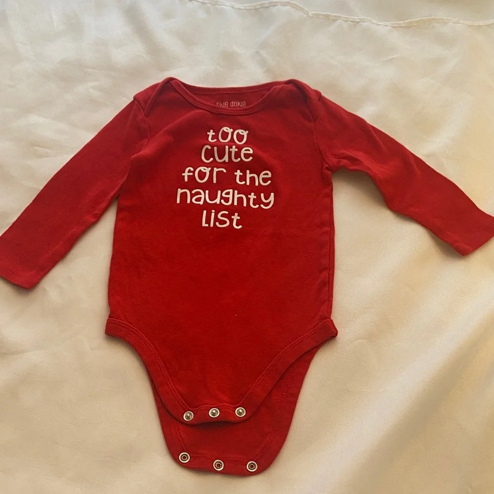 Okie Dokie Red Bodysuit - Playful Holiday Design